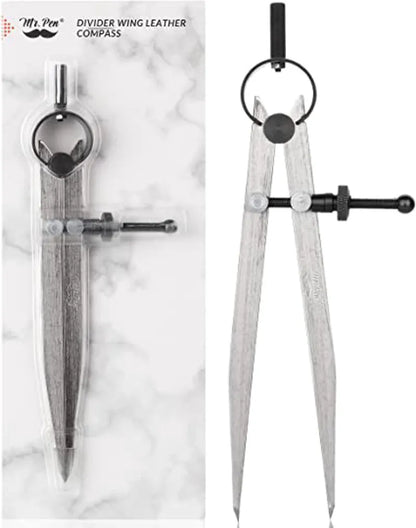 8-Inch Adjustable Leather Compass with Carbon Steel Divider