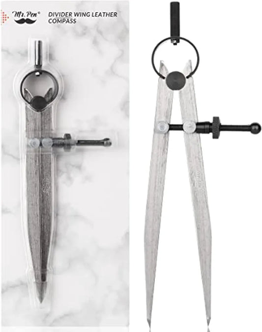 8-Inch Adjustable Leather Compass with Carbon Steel Divider