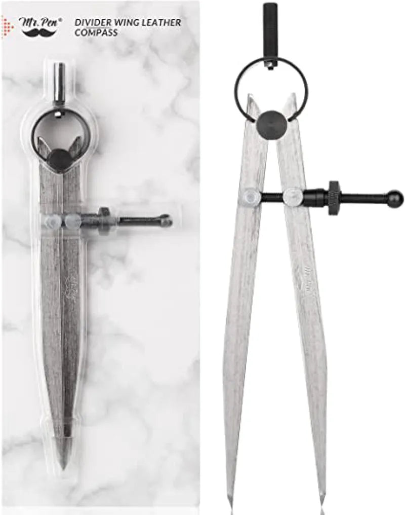 8-Inch Adjustable Leather Compass with Carbon Steel Divider