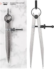 8-Inch Adjustable Leather Compass with Carbon Steel Divider