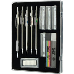 Metal Mechanical Pencil Set with Lead & Eraser Refills, 5 Sizes (0.3, 0.5, 0.7, 0.9, 2mm) for Drafting, Sketching, Architecture & Drawing