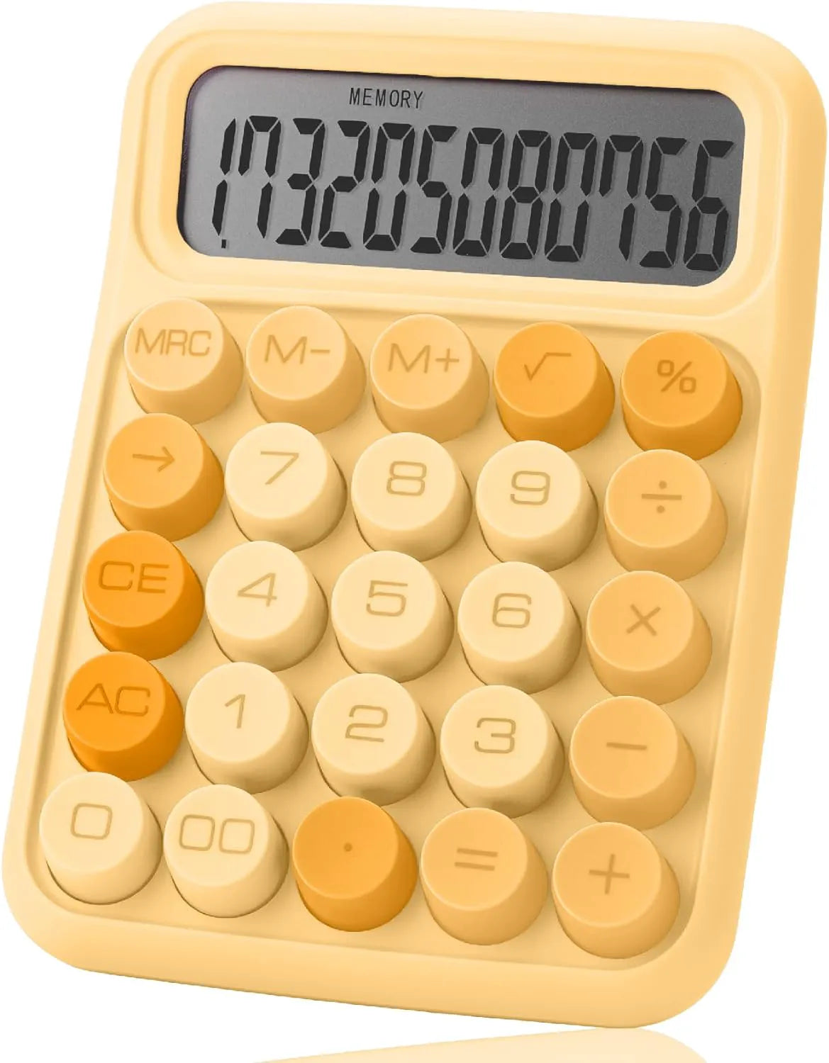 Large LCD 12-Digit Mechanical Calculator with Big Buttons, Orange