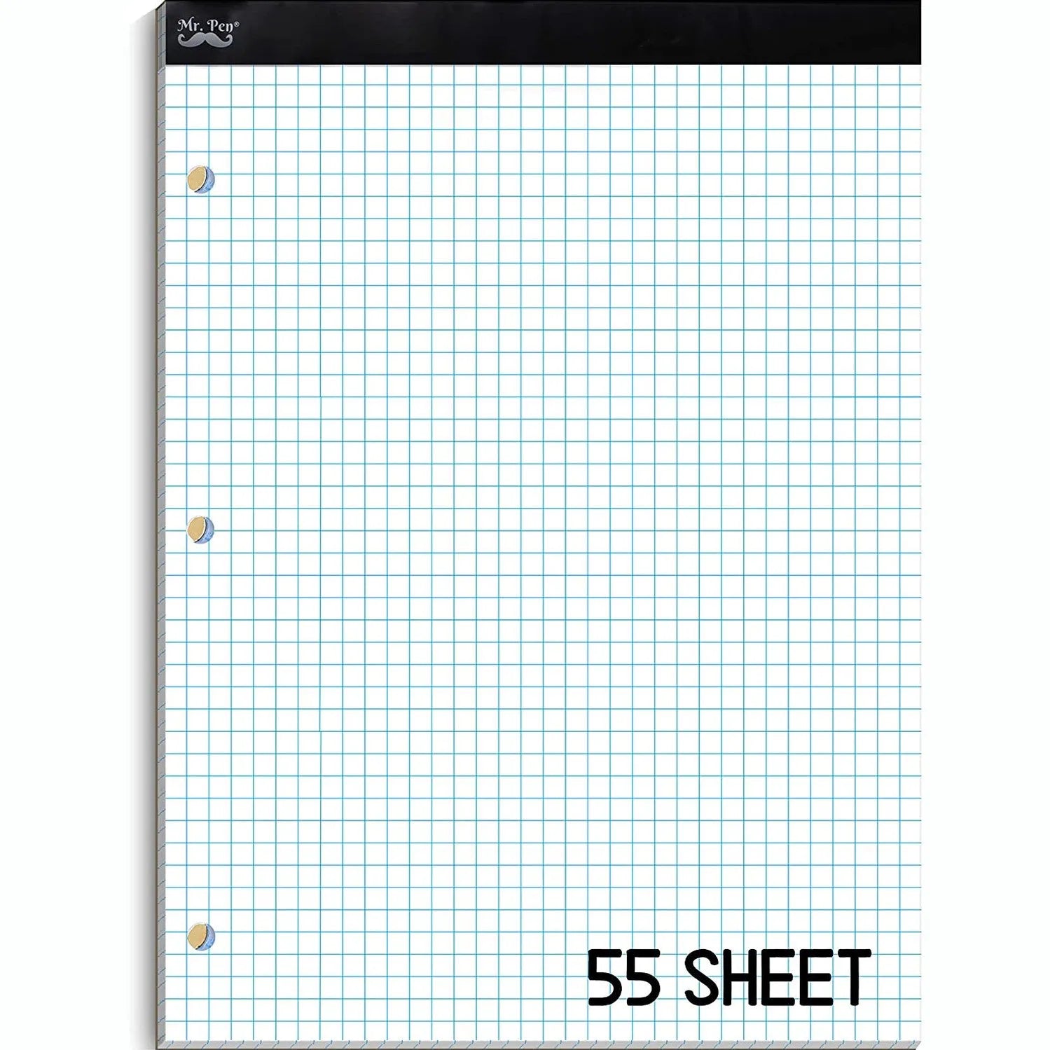 Graph Paper Pad 11x8.5, 4x4 Grid, 3-Hole Punched, 55 Sheets