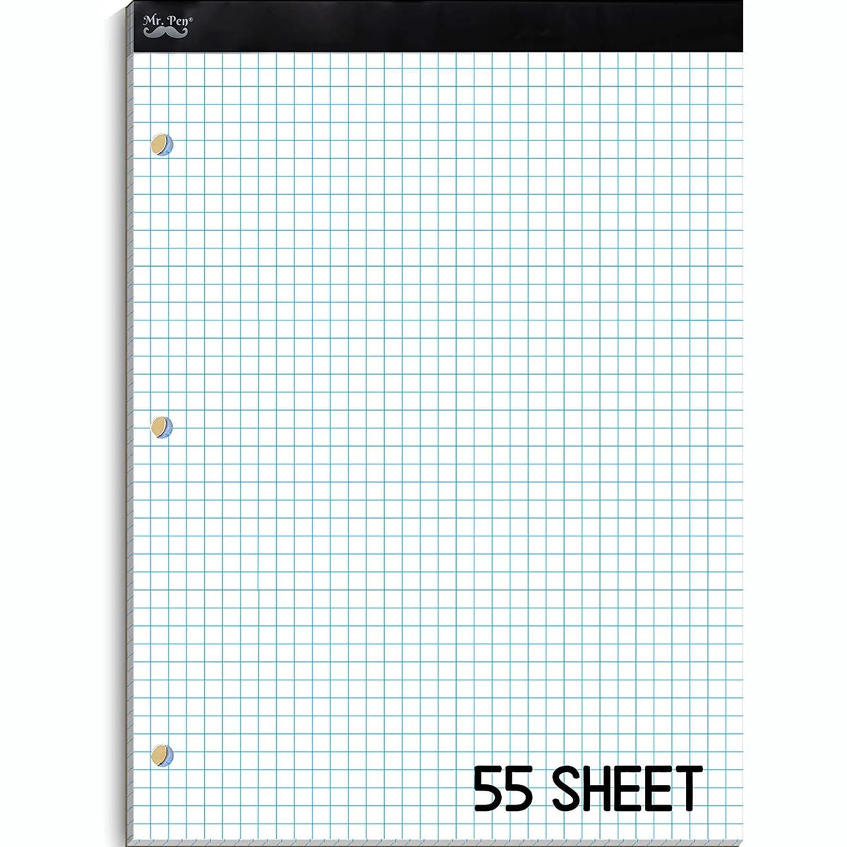 Graph Paper Pad 11x8.5, 4x4 Grid, 3-Hole Punched, 55 Sheets