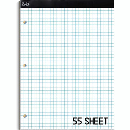 Graph Paper Pad 11x8.5, 4x4 Grid, 3-Hole Punched, 55 Sheets