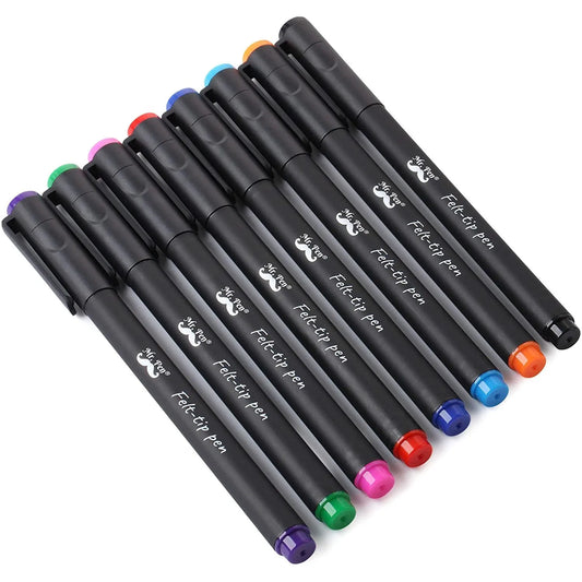 Felt Tip Pens, 8 Pack, 0.7mm Fine Point, Fast-Dry, No-Smear Colored Pens