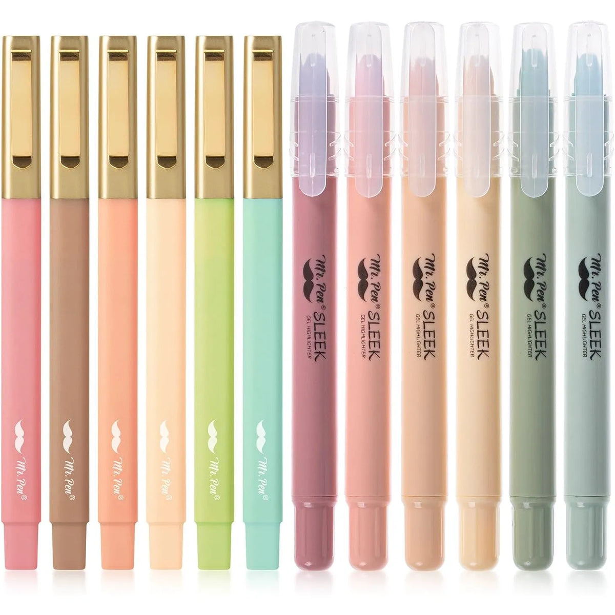 12-Pack Aesthetic Gel Highlighters & Pens, Pastel Colors, No Bleed Through for Bible Study