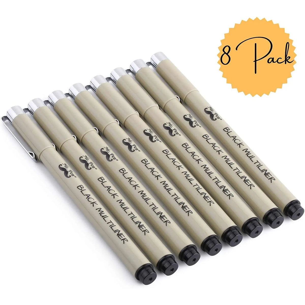 Fineliner Drawing Pens, 8 Pack Black Multiliner Set, Waterproof Ink for Sketching, Notes & Bible Journaling