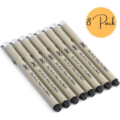 Fineliner Drawing Pens, 8 Pack Black Multiliner Set, Waterproof Ink for Sketching, Notes & Bible Journaling