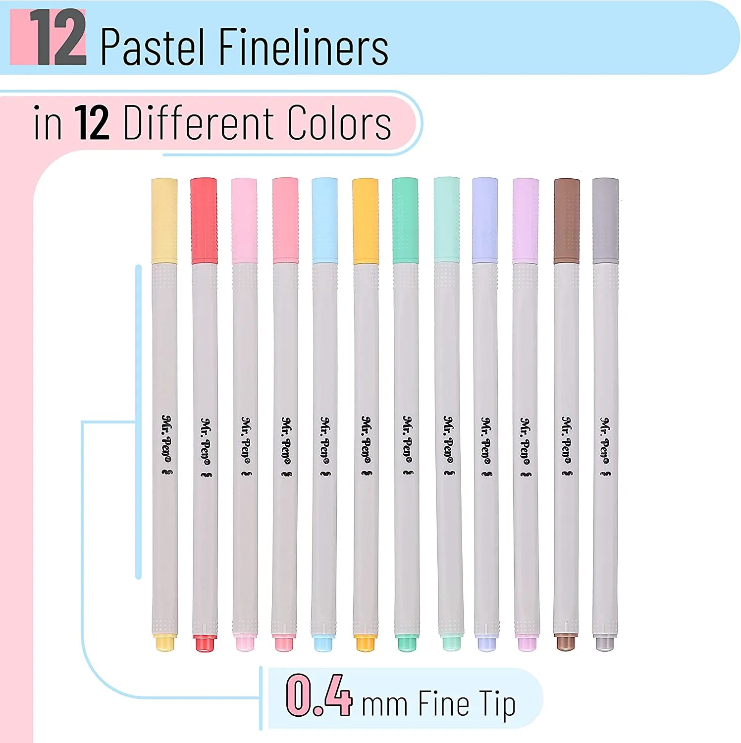 Pastel Fine Point Fineliner Pens - 12 Pack