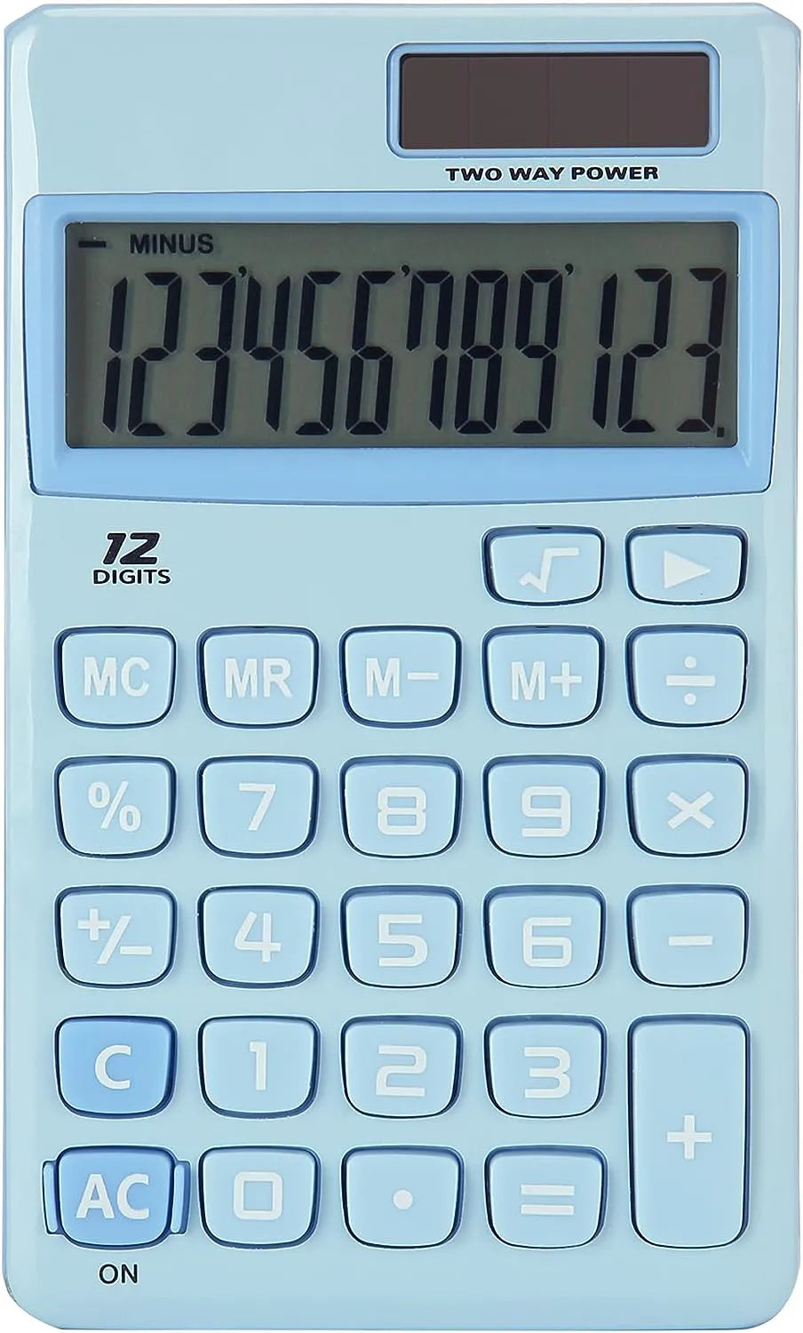 12-Digit Solar Calculator, Light Blue, Standard Function, Handheld