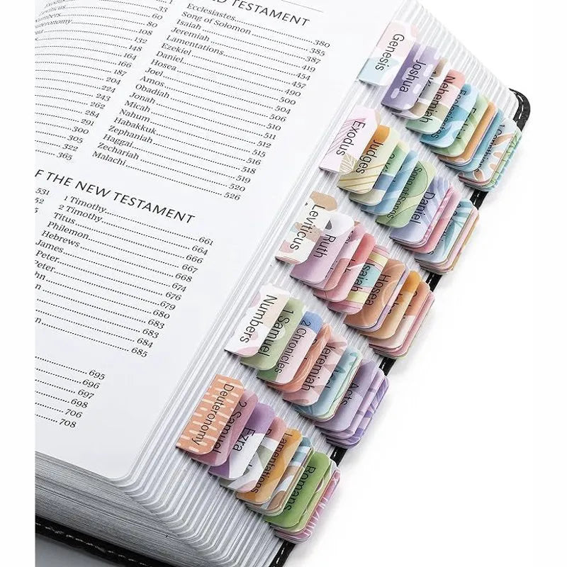 Bible Tabs (120 Count) - Laminated, Easy Apply, Old & New Testament with 30 Customizable Blank Tabs
