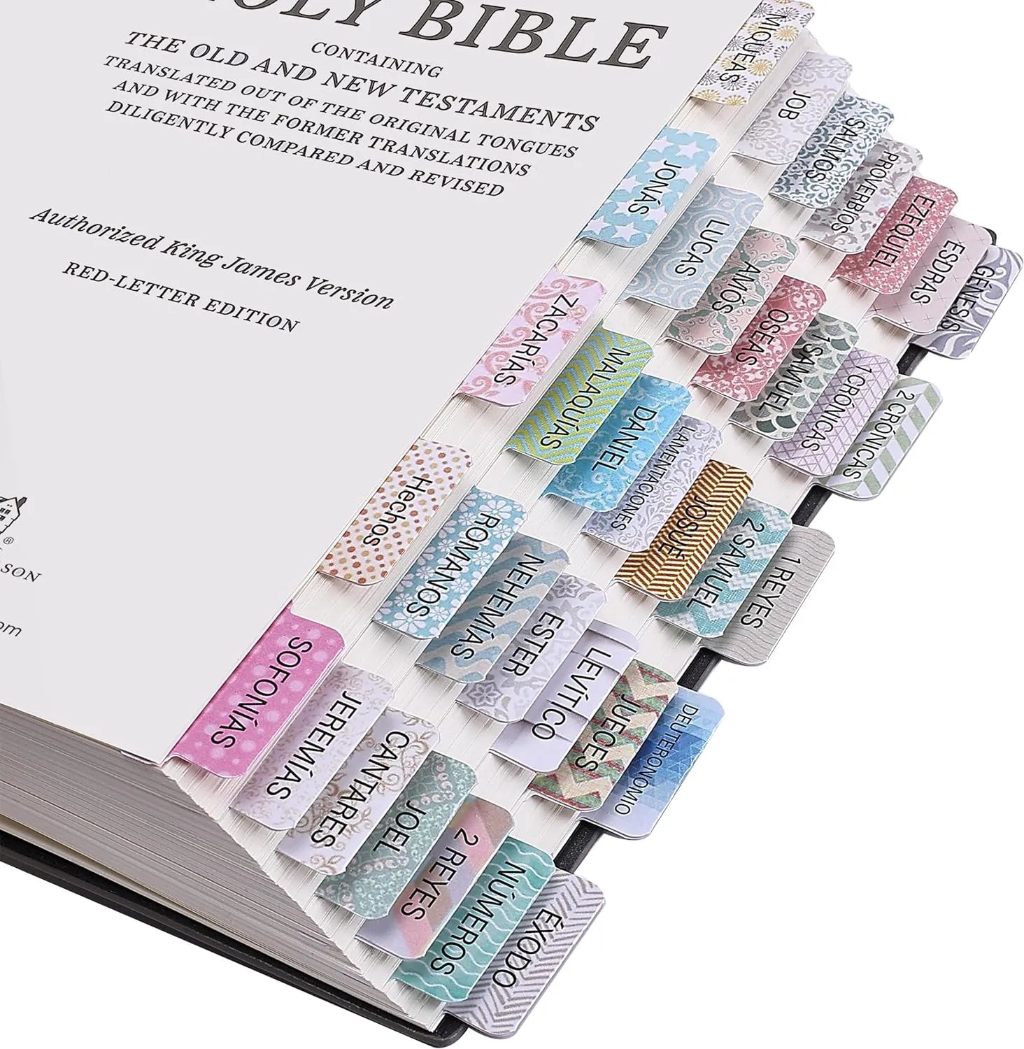 Mr. Pen Spanish Bible Tabs - 75 Laminated Index Tabs for Women and Men, Study Bible Tabs