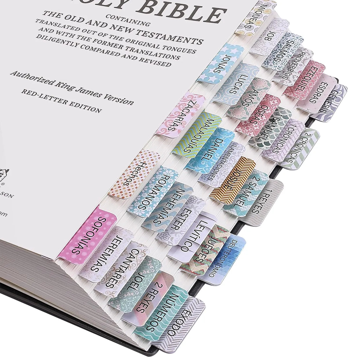 Mr. Pen Spanish Bible Tabs - 75 Laminated Index Tabs for Women and Men, Study Bible Tabs
