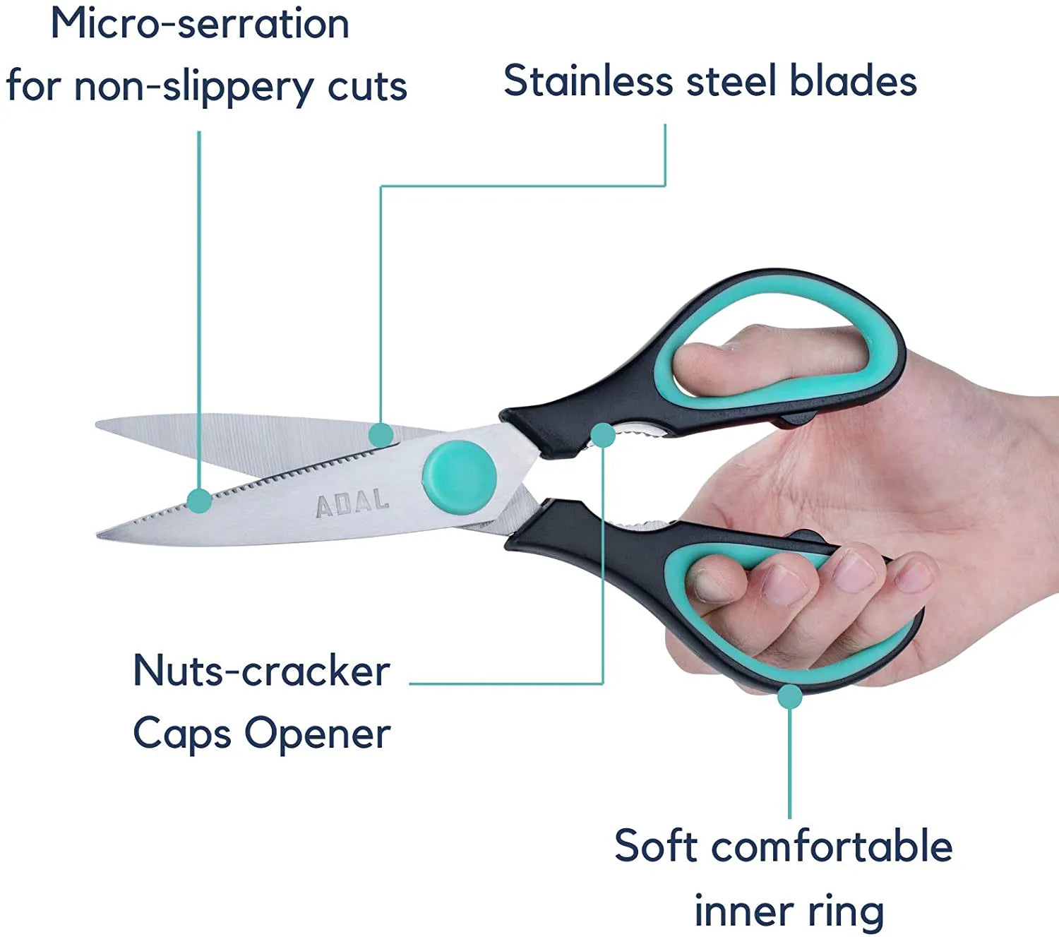 Kitchen Scissors 8 Inch, Stainless Steel Shears, Dishwasher Safe, for Meat and Food Cutting