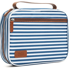 Large Canvas Bible Cover with Stripe Pattern, Handle and Pockets (11.3" x 9")