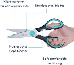 Kitchen Scissors 8 Inch, Stainless Steel Shears, Dishwasher Safe, for Meat and Food Cutting