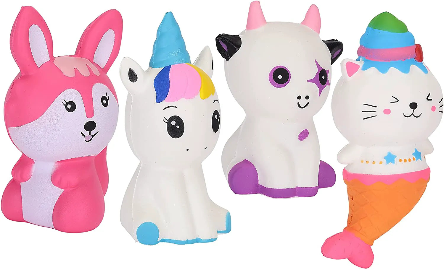 Jumbo Squishies Slow Rising, 4 Pack, Cute Squeeze Toys