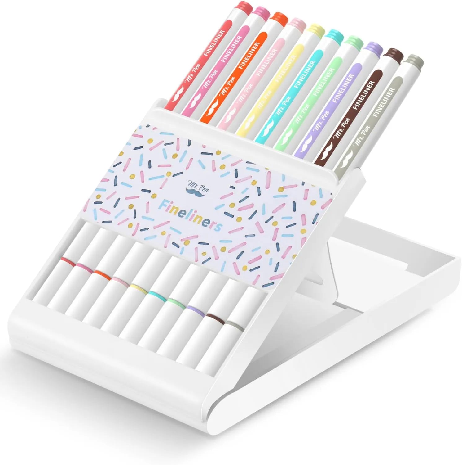 Colorful Fineliners with Stand, 10 Pack, Fine Tip Pens