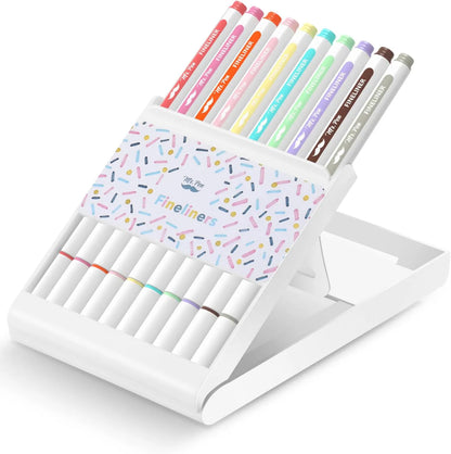 Colorful Fineliners with Stand, 10 Pack, Fine Tip Pens