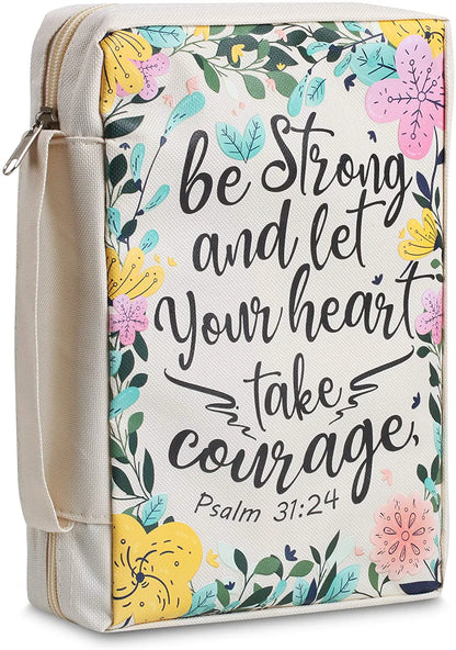Bible Cover & Case for Women – Durable Canvas Bible Bag with Handle, Fits Standard Study Bibles