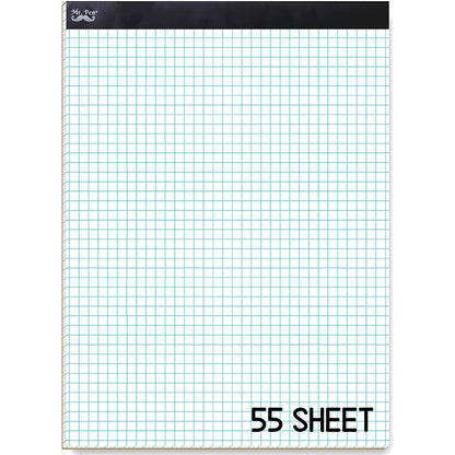 Graph Paper Pad 11" x 8.5", 4x4 Grid (4 Squares/Inch), 55 Sheets, Quad Ruled