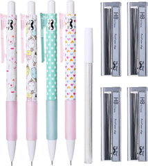 Cute Mechanical Pencil Set with 0.7mm Lead and Erasers (16 Pieces)
