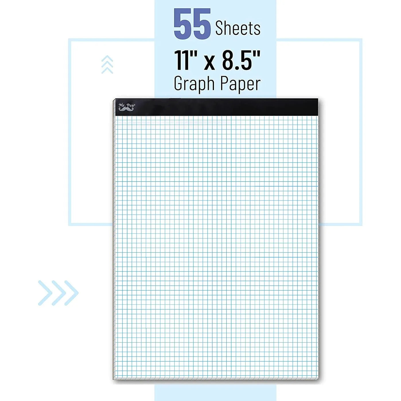 Graph Paper Pad 11" x 8.5", 4x4 Grid (4 Squares/Inch), 55 Sheets, Quad Ruled