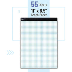 Graph Paper Pad 11" x 8.5", 4x4 Grid (4 Squares/Inch), 55 Sheets, Quad Ruled