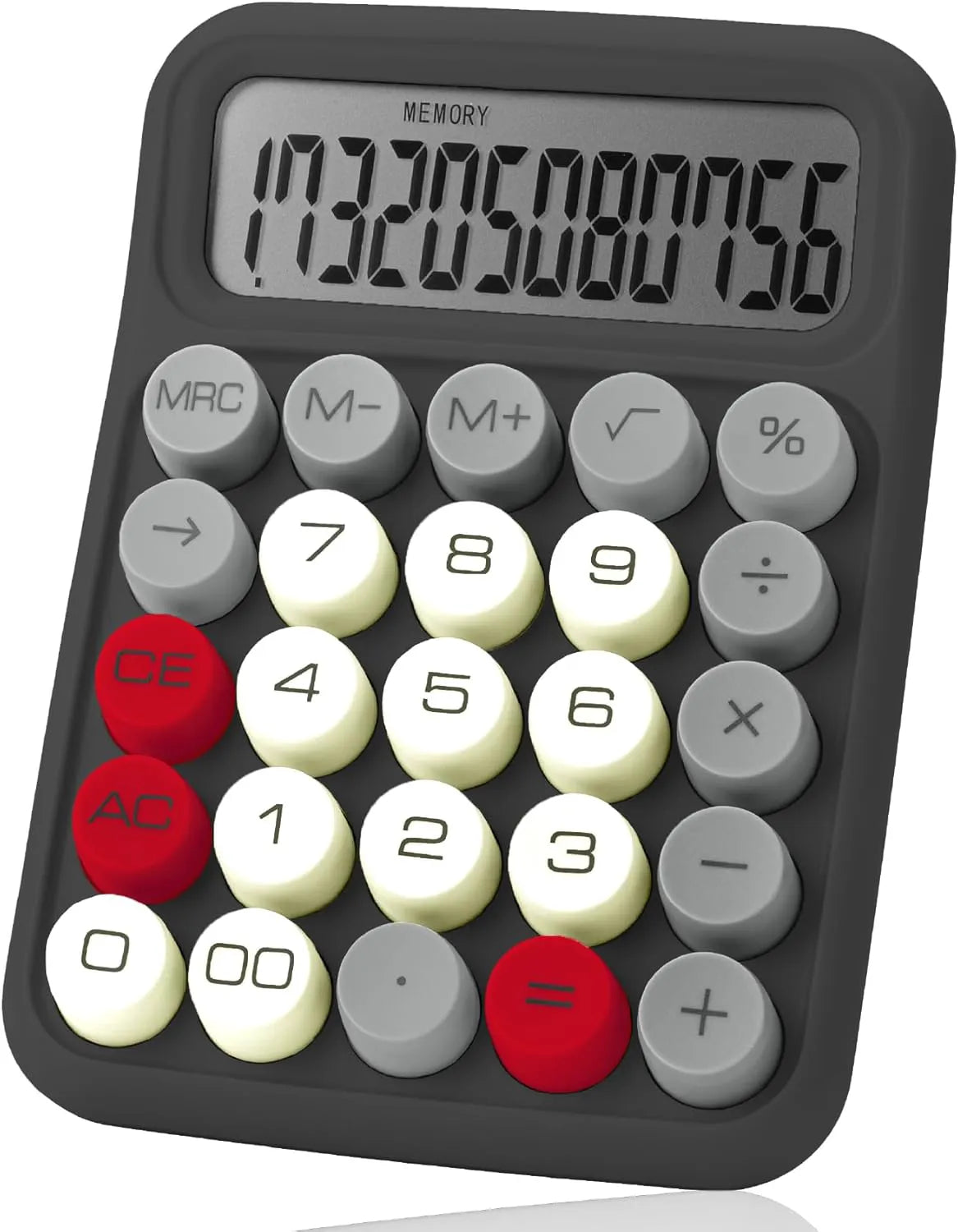 Mechanical Switch Calculator with 12-Digit Large LCD Display and Round Grey Keys