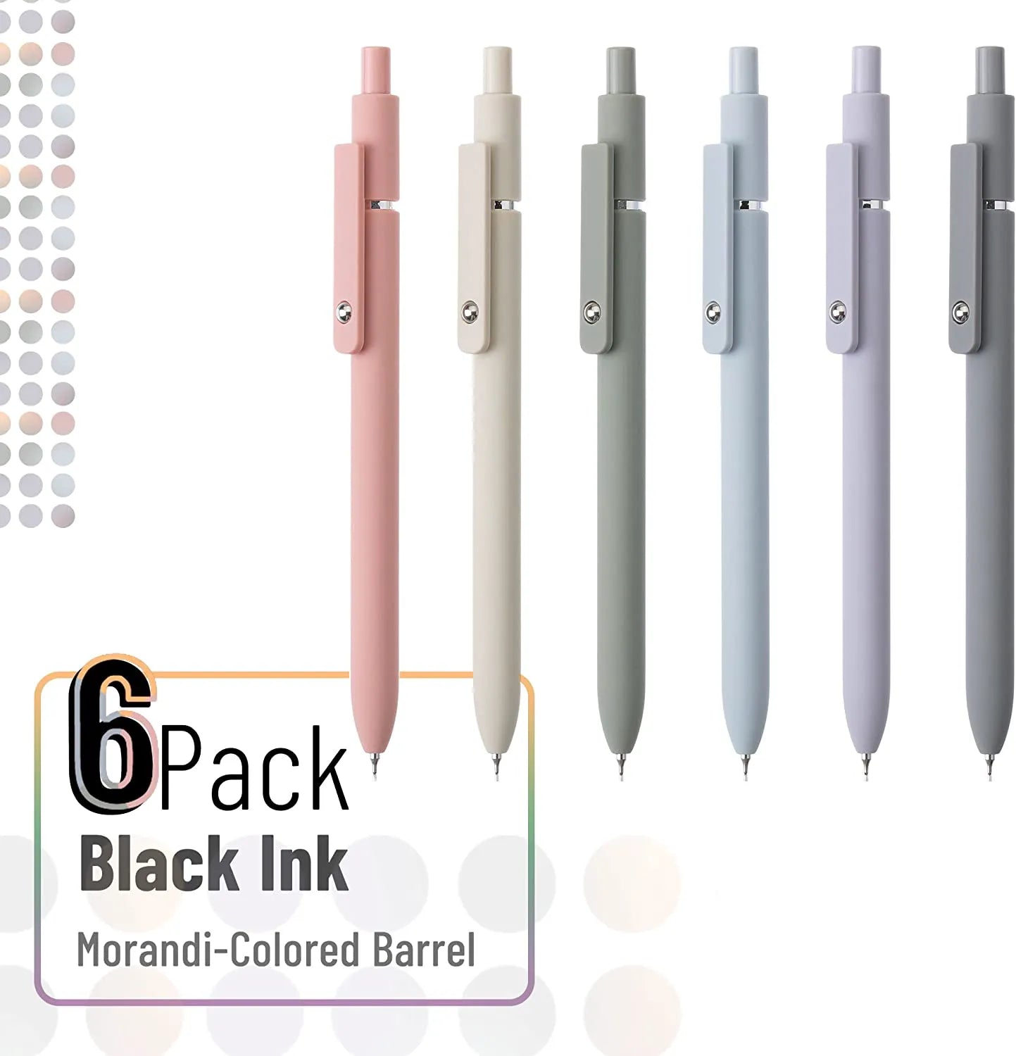 Retractable Fine Point Gel Pens - 6 & 12 Pack, Morandi & Vintage Barrels, Black Ink
