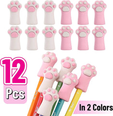 Cute Cat Paw Pencil Toppers Eraser Caps (12 Pack)