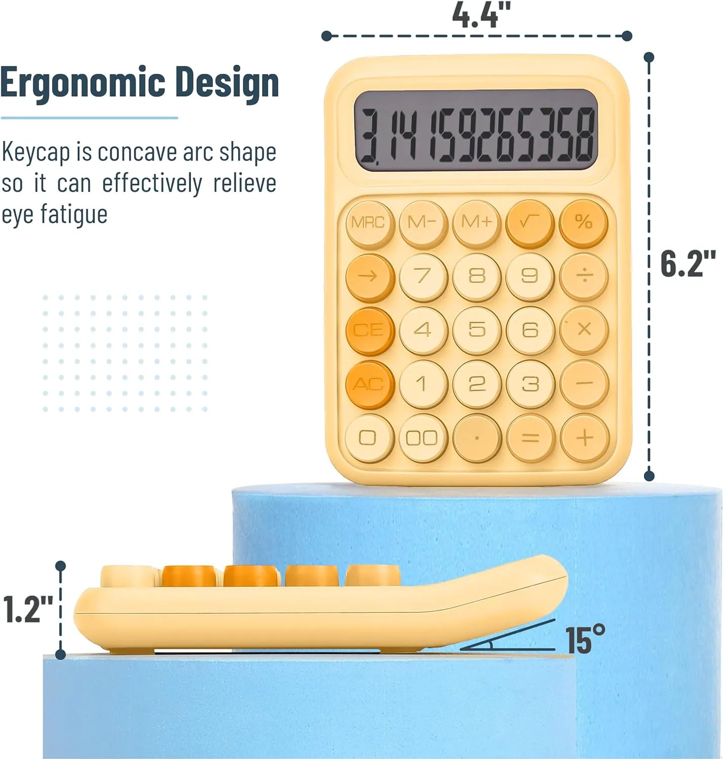 Large LCD 12-Digit Mechanical Calculator with Big Buttons, Orange