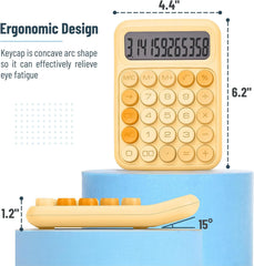 Large LCD 12-Digit Mechanical Calculator with Big Buttons, Orange