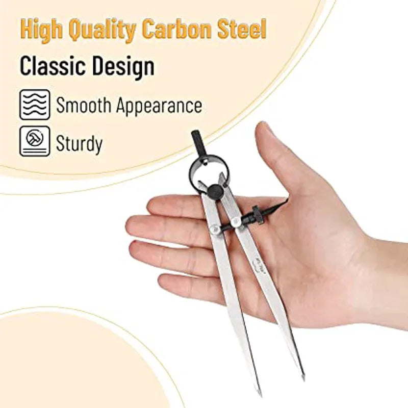 8-Inch Adjustable Leather Compass with Carbon Steel Divider