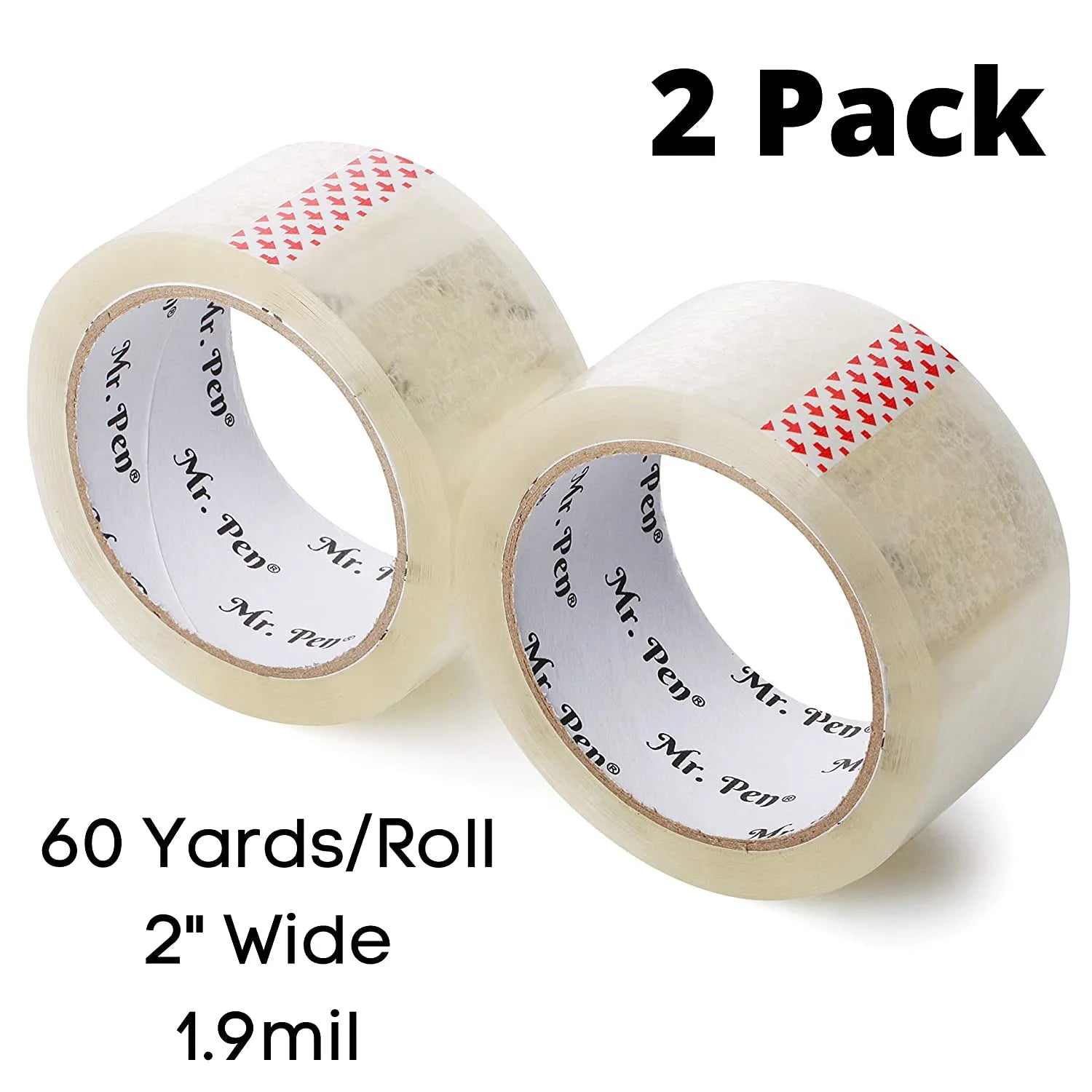 Clear Packing Tape 2-Pack, 2" x 60 Yards, 1.9 mil, Odorless