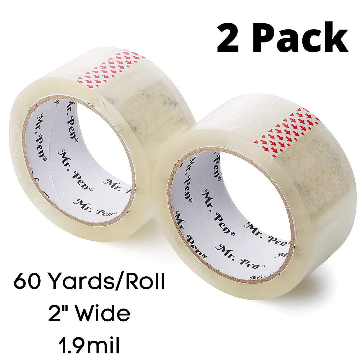 Clear Packing Tape 2-Pack, 2" x 60 Yards, 1.9 mil, Odorless