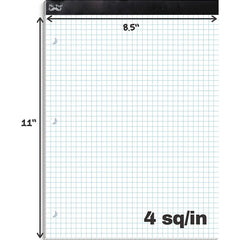 Graph Paper Pad 11x8.5, 4x4 Grid, 3-Hole Punched, 55 Sheets