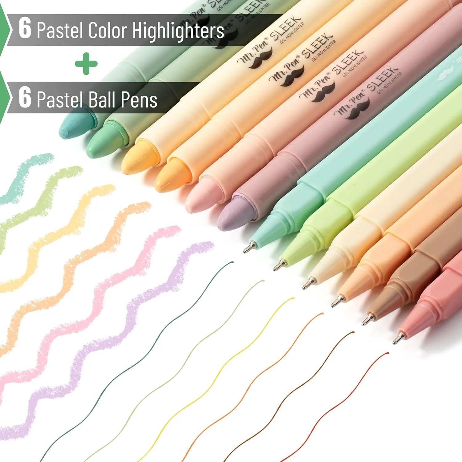 12-Pack Aesthetic Gel Highlighters & Pens, Pastel Colors, No Bleed Through for Bible Study