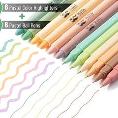 12-Pack Aesthetic Gel Highlighters & Pens, Pastel Colors, No Bleed Through for Bible Study