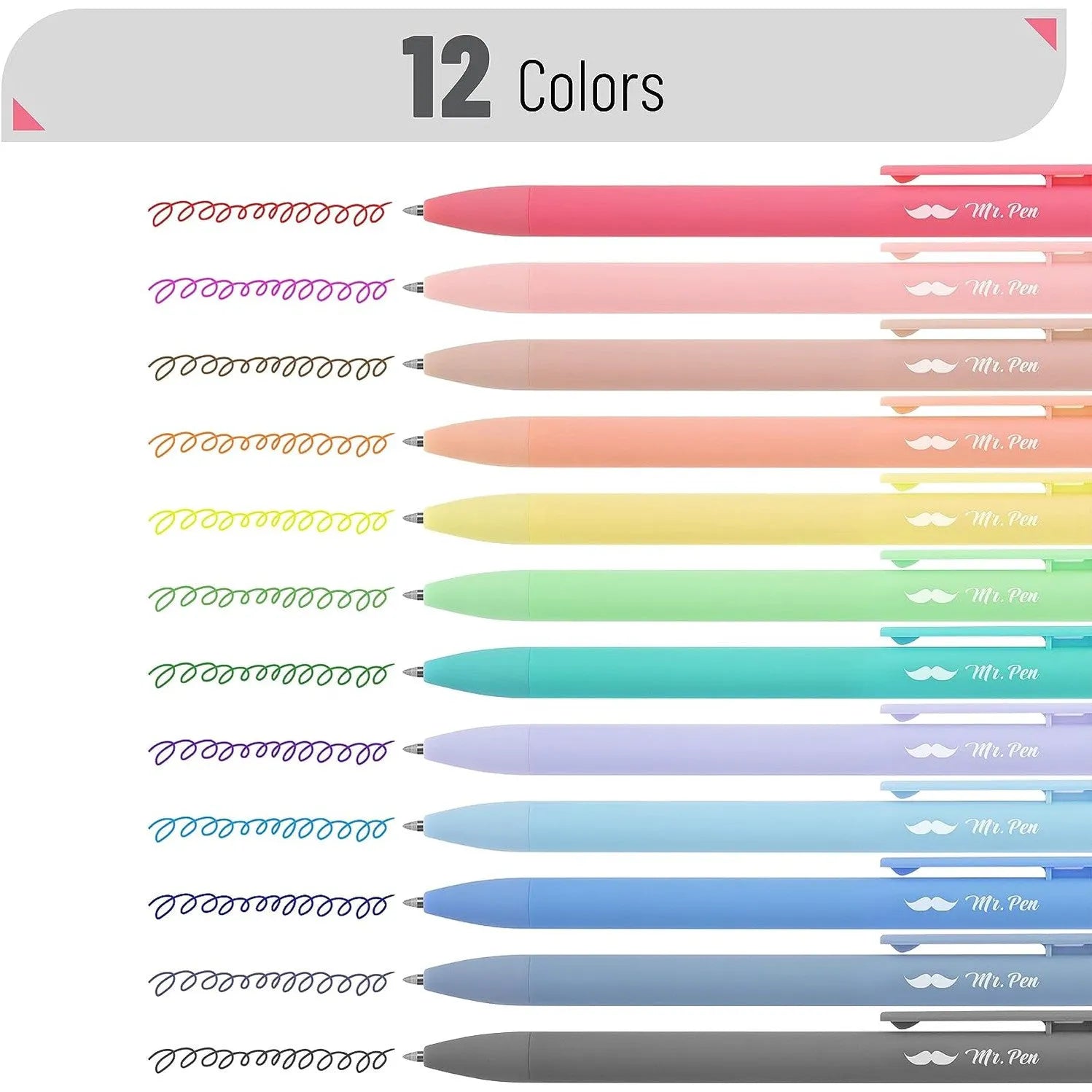 Retractable Gel Pens 12 Pack - 0.7mm Fine Point, Fast-Drying Ink, Assorted Colors (Wholesale)