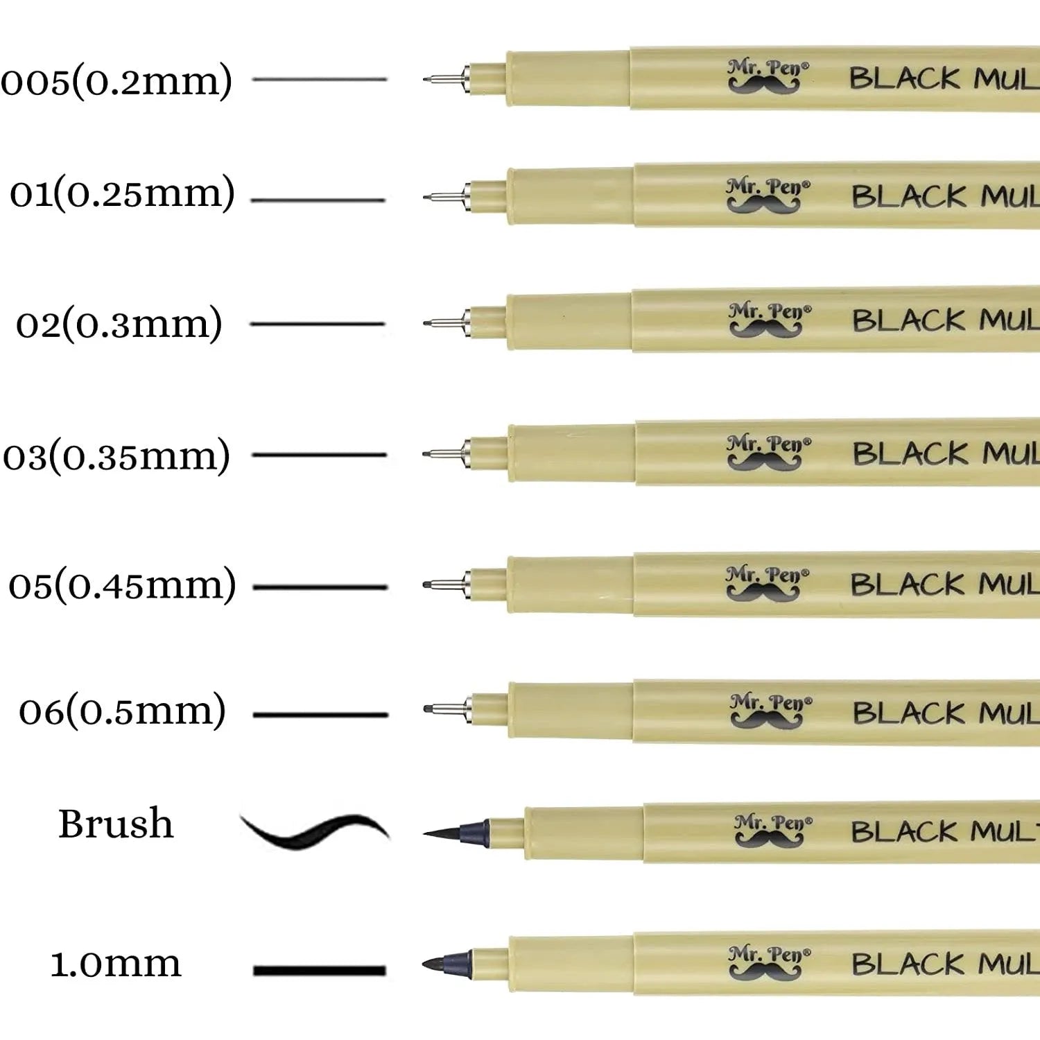 Fineliner Drawing Pens, 8 Pack Black Multiliner Set, Waterproof Ink for Sketching, Notes & Bible Journaling