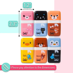 Cute Pencil Erasers for Kids - 6 Pack with Covers & Rollers