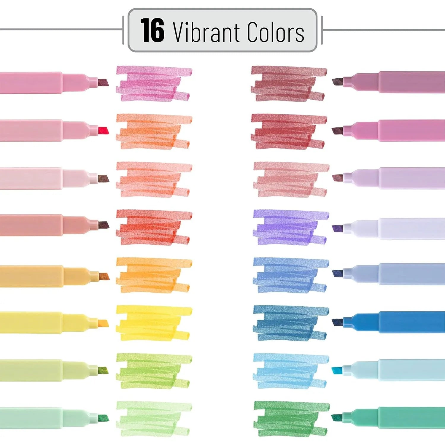 Aesthetic Highlighters, 16 Pack, Assorted Colors, No-Bleed Ink, Chisel Tip, Cute Bible-Safe Study Supplies