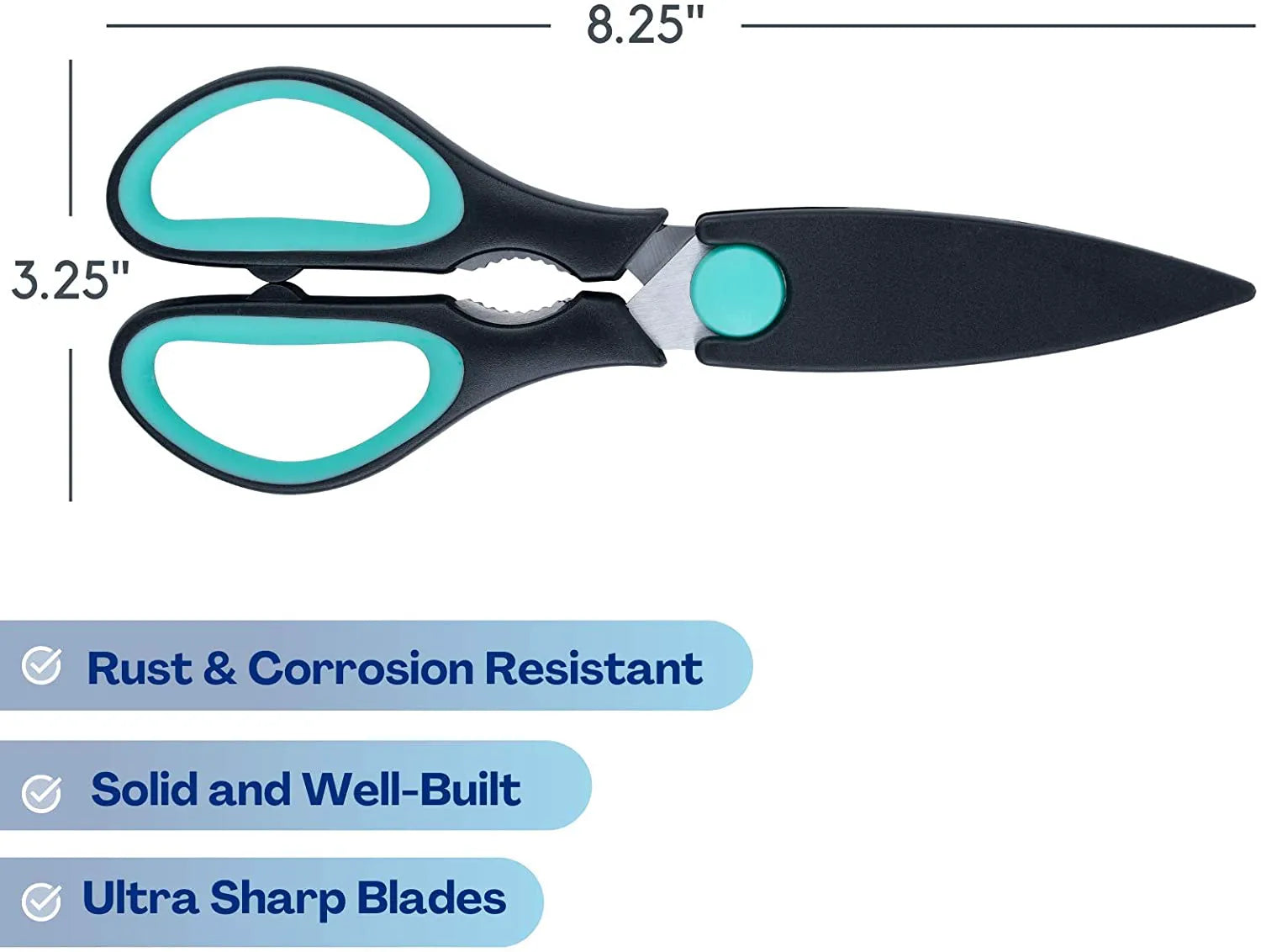 Kitchen Scissors 8 Inch, Stainless Steel Shears, Dishwasher Safe, for Meat and Food Cutting