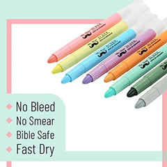 Bible Gel Highlighters, 8 Pack, Pastel Colors, No-Bleed, Twist-Up, Sharpenable Tips