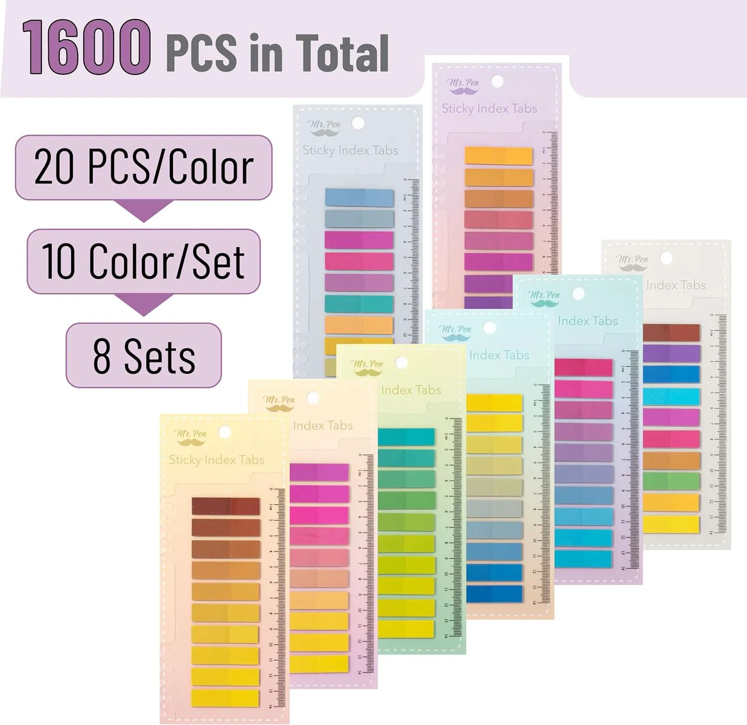 Sticky Tabs - 1600 Pcs Colorful Transparent Book Tabs, Sticky Note Tabs, Page Markers, Book Markers, Page Tabs, and Annotating Sticky Tabs for Books