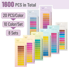 Sticky Tabs - 1600 Pcs Colorful Transparent Book Tabs, Sticky Note Tabs, Page Markers, Book Markers, Page Tabs, and Annotating Sticky Tabs for Books