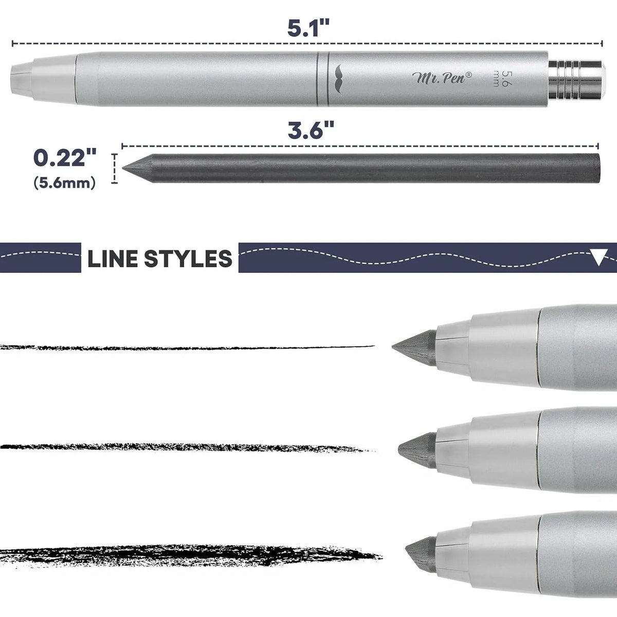 5.6 mm Metal Mechanical Clutch Pencil with Built-In Sharpener