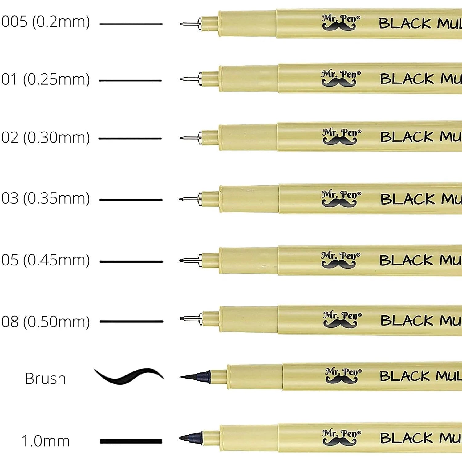 Fineliner Drawing Pens, 8 Pack Black Multiliner Set, Waterproof Ink for Sketching, Notes & Bible Journaling